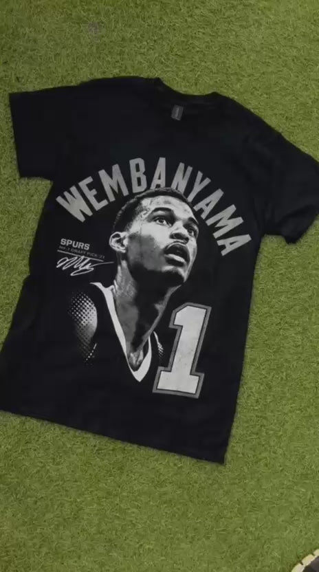 Victor Wembanyama Spurs Black Graphic Tee | S-5XL